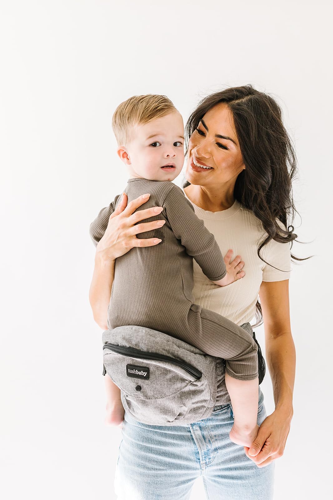 TUSHBABY Original Hip Seat Baby Carrier for Toddlers, Grey