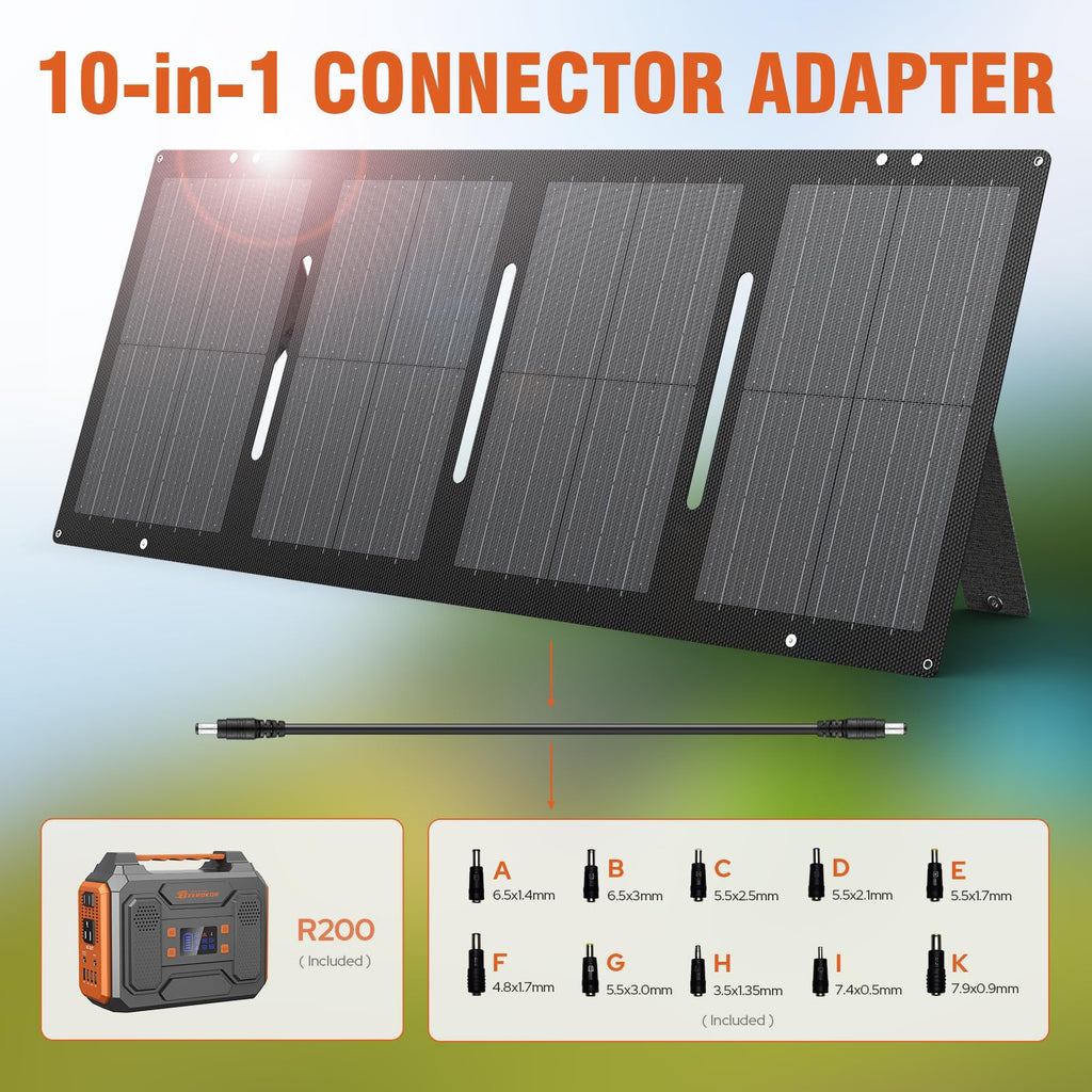 ZEROKOR Portable Solar Generator 300W with 60W Solar Panel