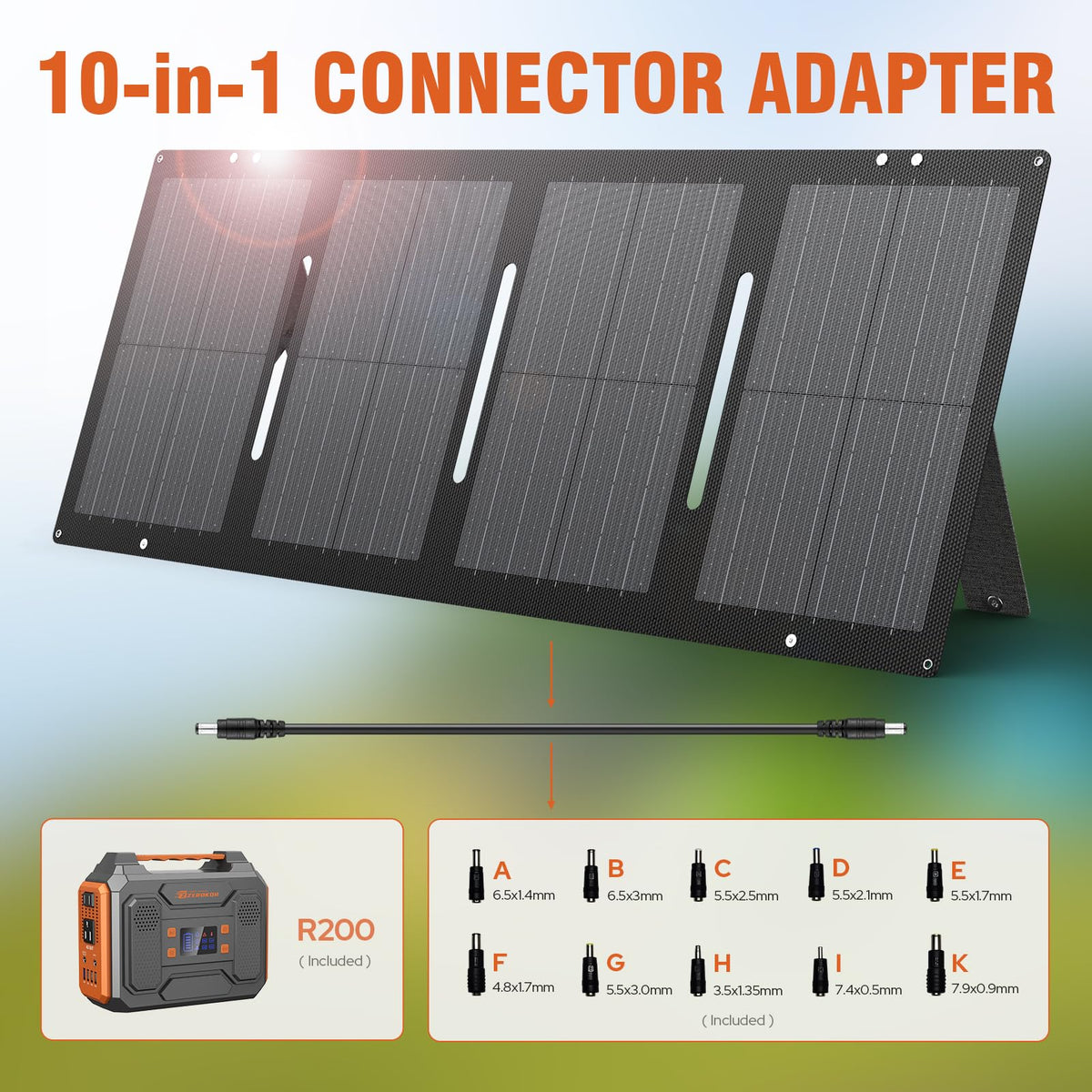ZEROKOR Portable Solar Generator 300W with 60W Solar Panel