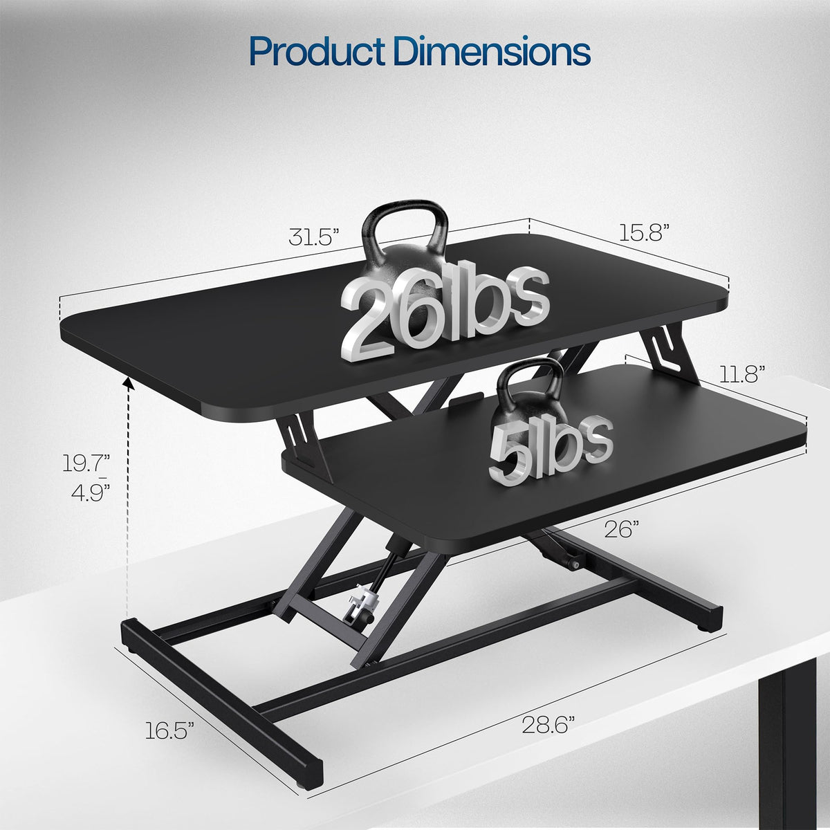 VIVO Height Adjustable Stand Up Desk Converter 32"