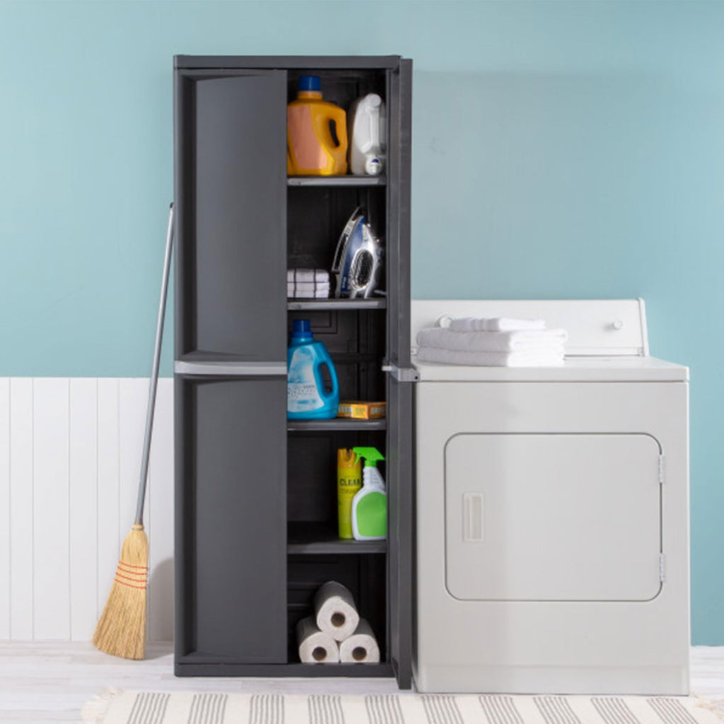 STERILITE 4 Shelf Plastic Storage Cabinet - Heavy Duty Organizer