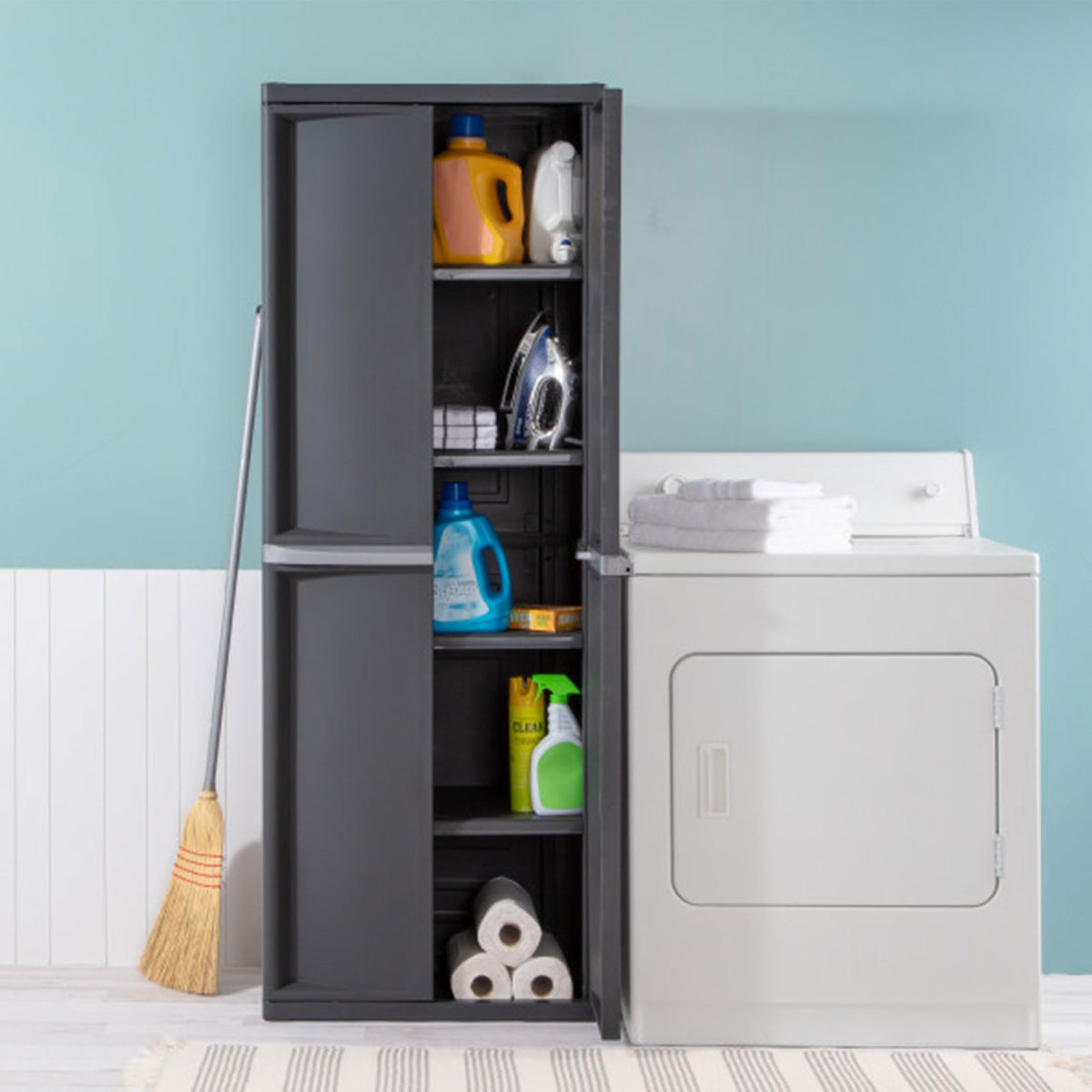 STERILITE 4 Shelf Plastic Storage Cabinet - Heavy Duty Organizer