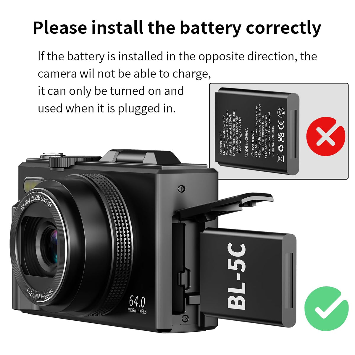 VJIANGER 4K Digital Camera, 64MP Vlogging Cam with 18X Zoom