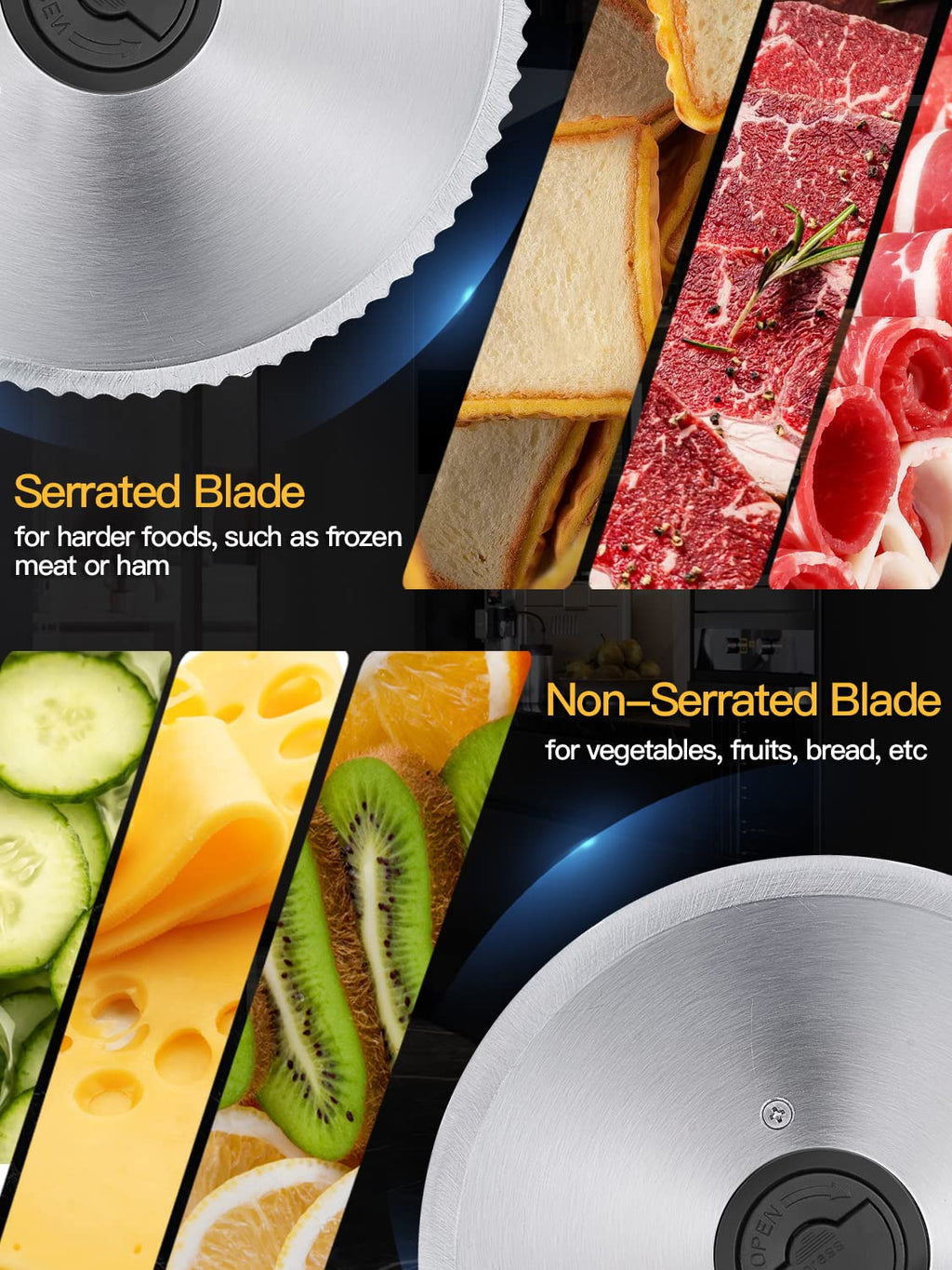 BORLEBBI Meat Slicer, 200W Electric Food Slicer with Blades