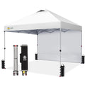 CROWN SHADES 10x10 Pop Up Canopy Tent with Side Wall - White