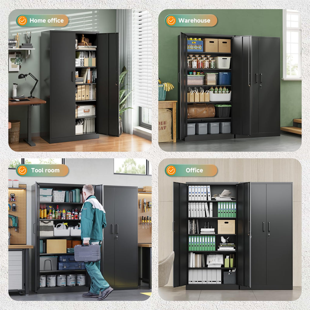 LETAYA Metal Storage Cabinets with Locking Doors - 5 Shelves