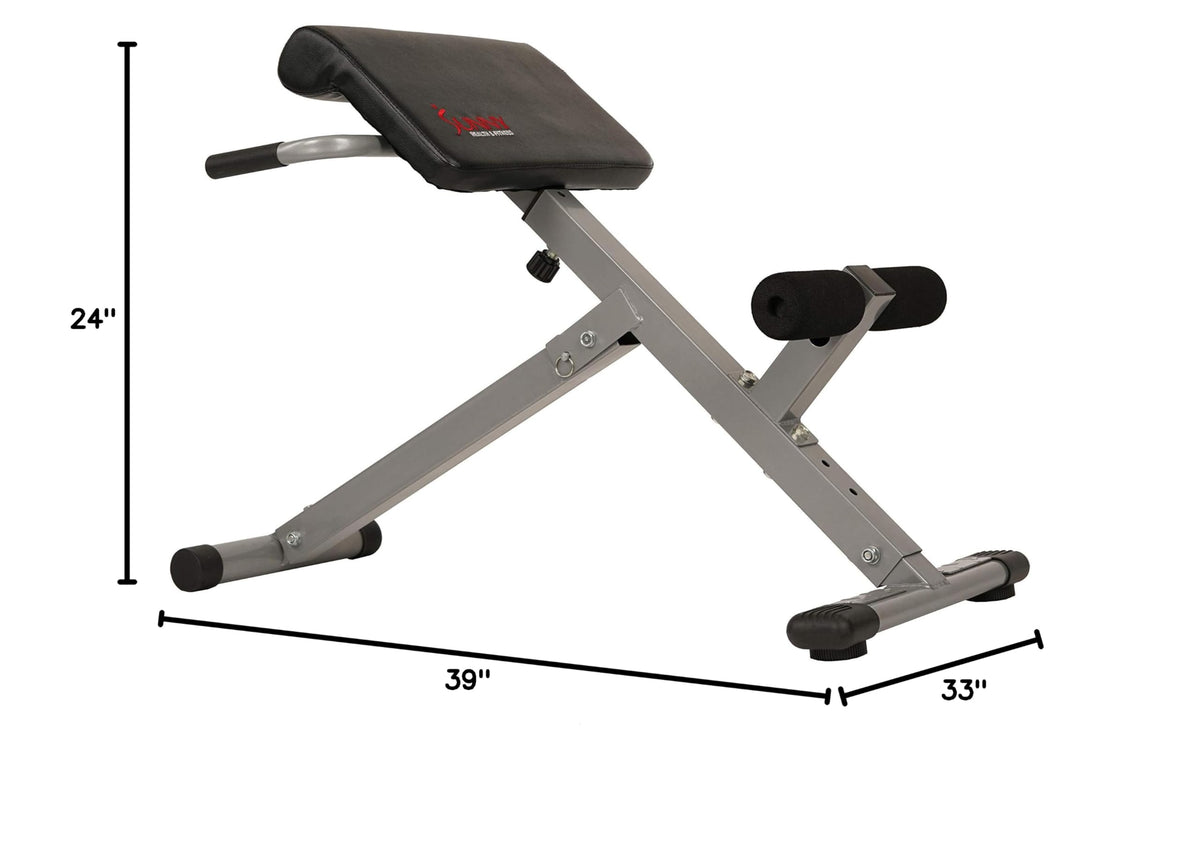 SUNNY HEALTH & FITNESS Foldable Hyperextension Roman Chair for Home Gym