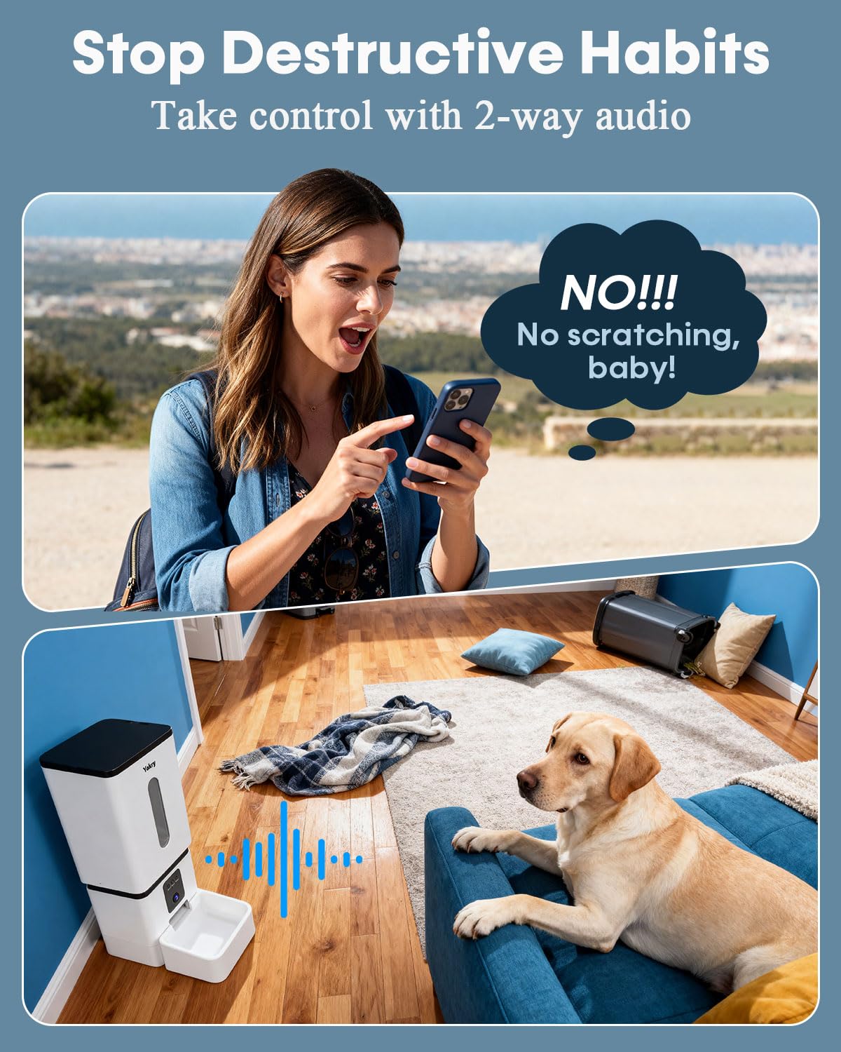 YAKRY Automatic Dog Feeder for Large Breeds with Camera