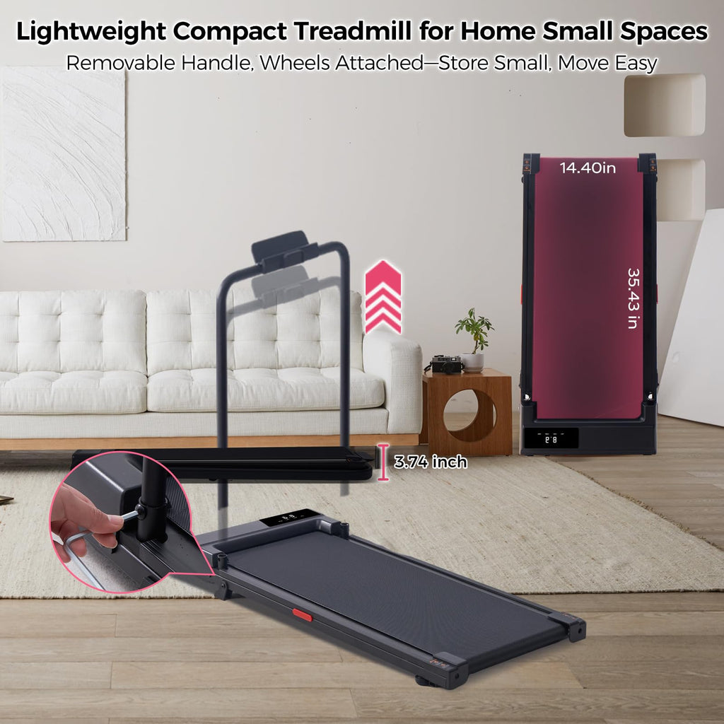 HEVGLRM Walking Pad Treadmill with Handle Bar and Incline
