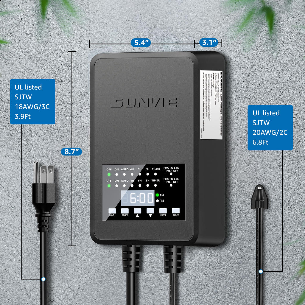 SUNVIE 300W Landscape Lighting Transformer with Timer