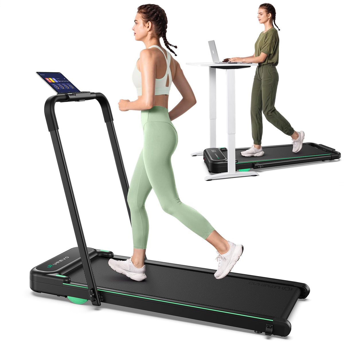 UREVO Strol 2E Smart 2-in-1 Folding Treadmill - Compact Walking Pad