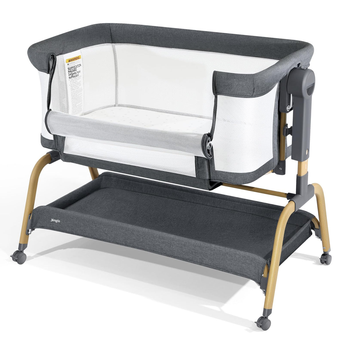 JIMGLO 3 in 1 Baby Bassinet - Bedside & Rocking Crib