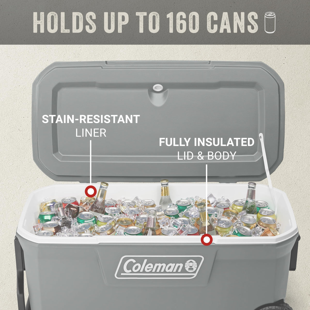 COLEMAN Classic Series 100-Quart Insulated Rolling Cooler