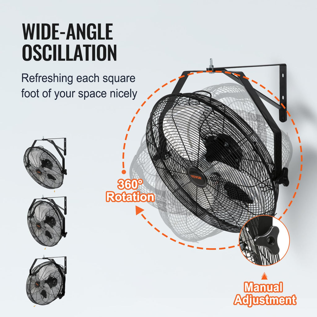 VEVOR 18" Waterproof Wall Mount Fan 2 PCS, 3-Speed 4000 CFM