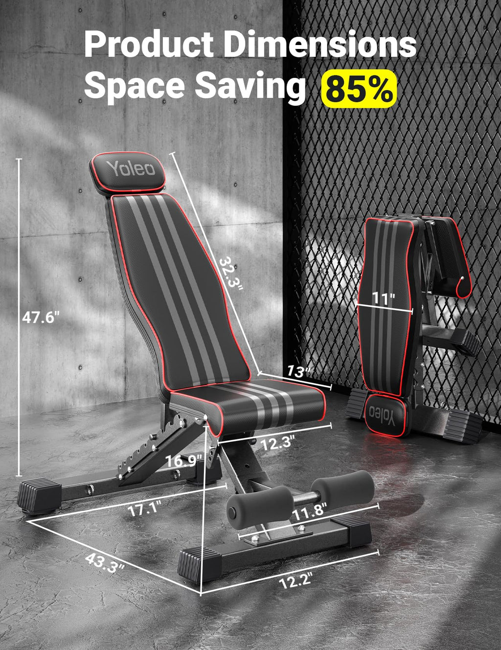 YOLEO Adjustable Weight Bench - 827LB Foldable Workout Bench