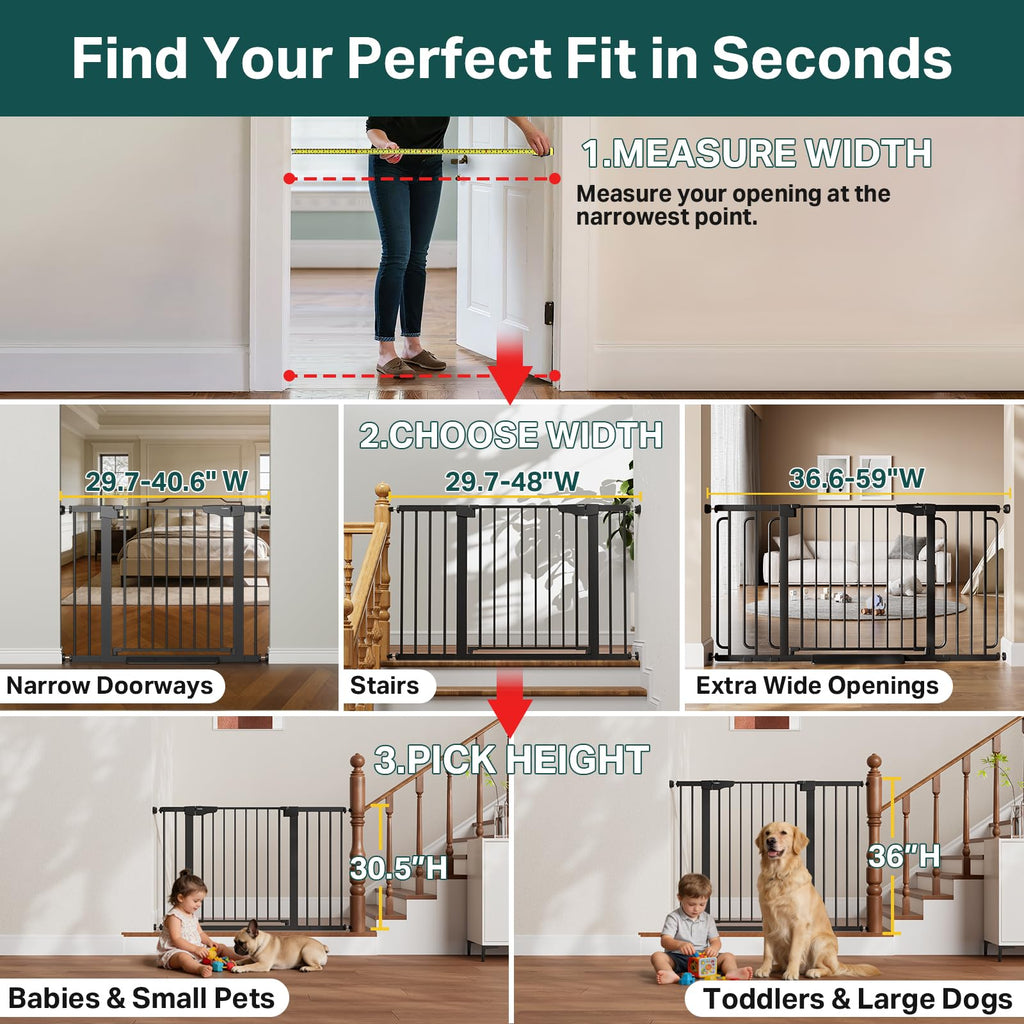 CUMBOR 29.7-48" Baby Gate for Stairs and Doorways