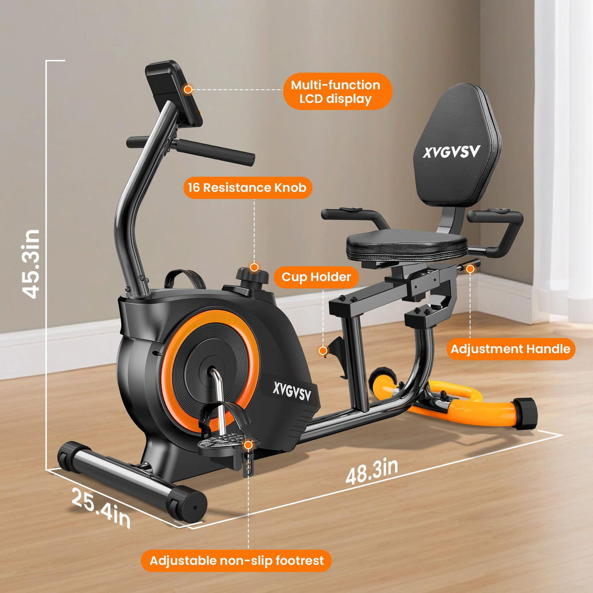 XVGVSV Recumbent Exercise Bike for Home Use with LCD Display