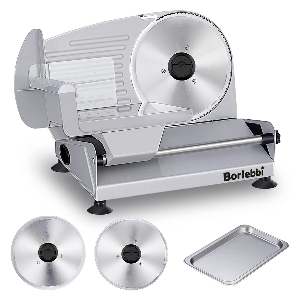 BORLEBBI Meat Slicer, 200W Electric Food Slicer with Blades
