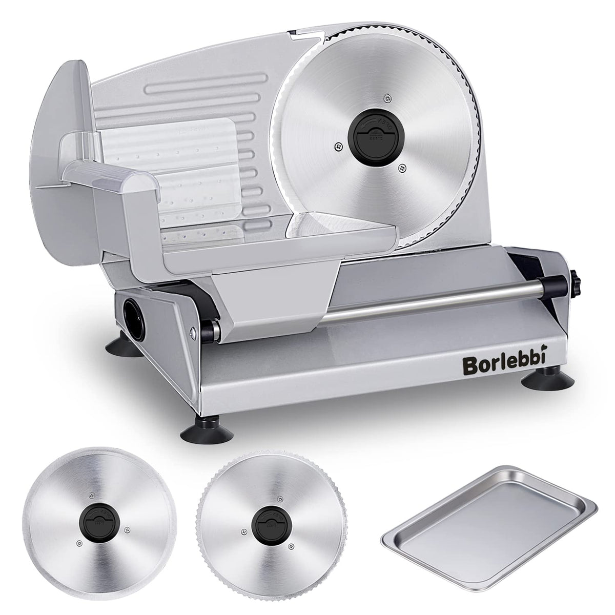 BORLEBBI Meat Slicer, 200W Electric Food Slicer with Blades