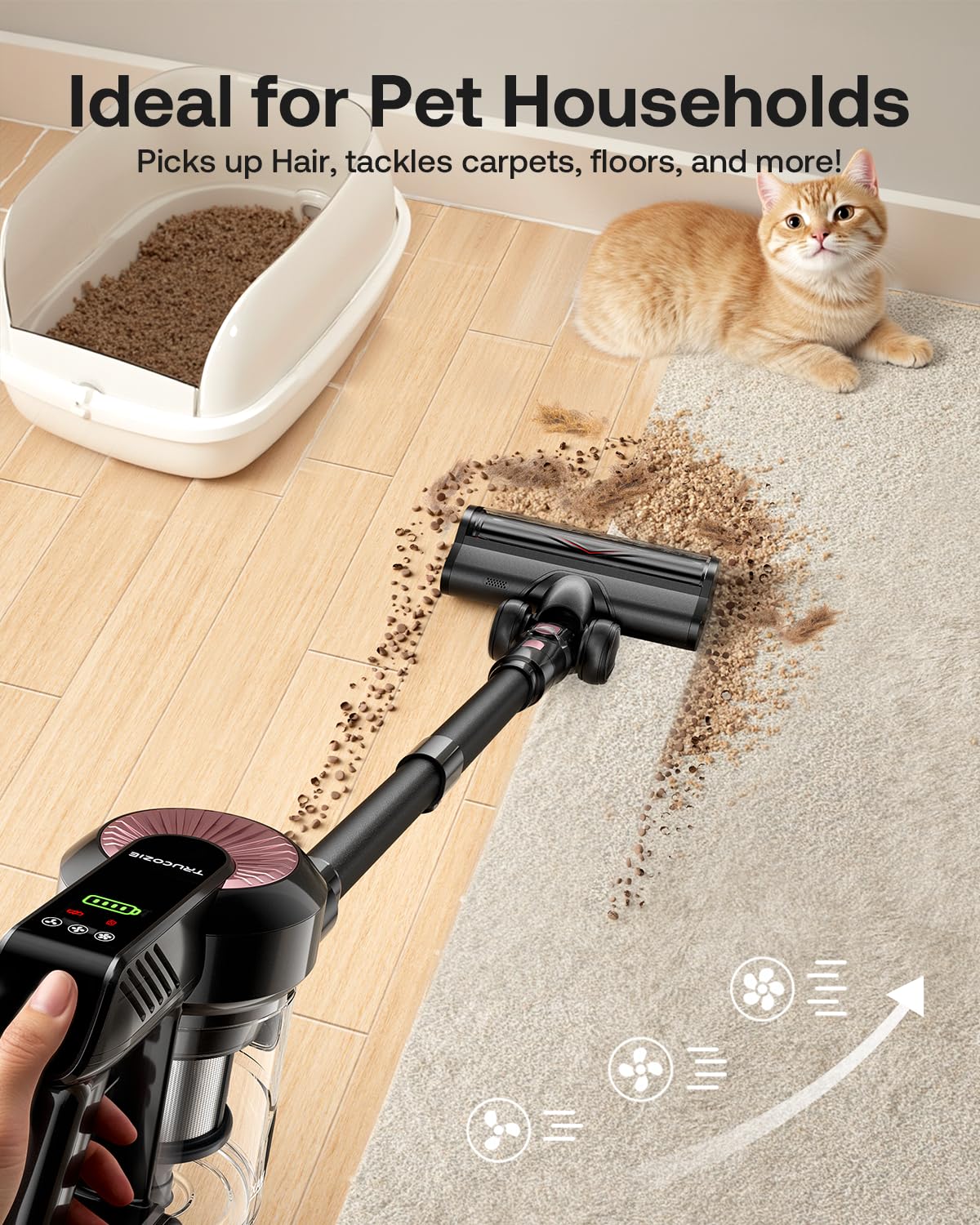 TRUCOZIE Cordless Vacuum Cleaner - 40Kpa Self-Standing 8-in-1