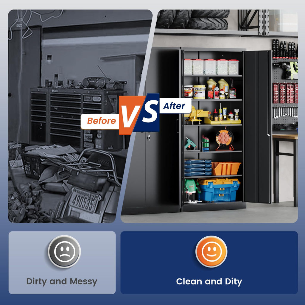 YIZOSH Metal Storage Cabinet with Lock - 72" Steel Unit