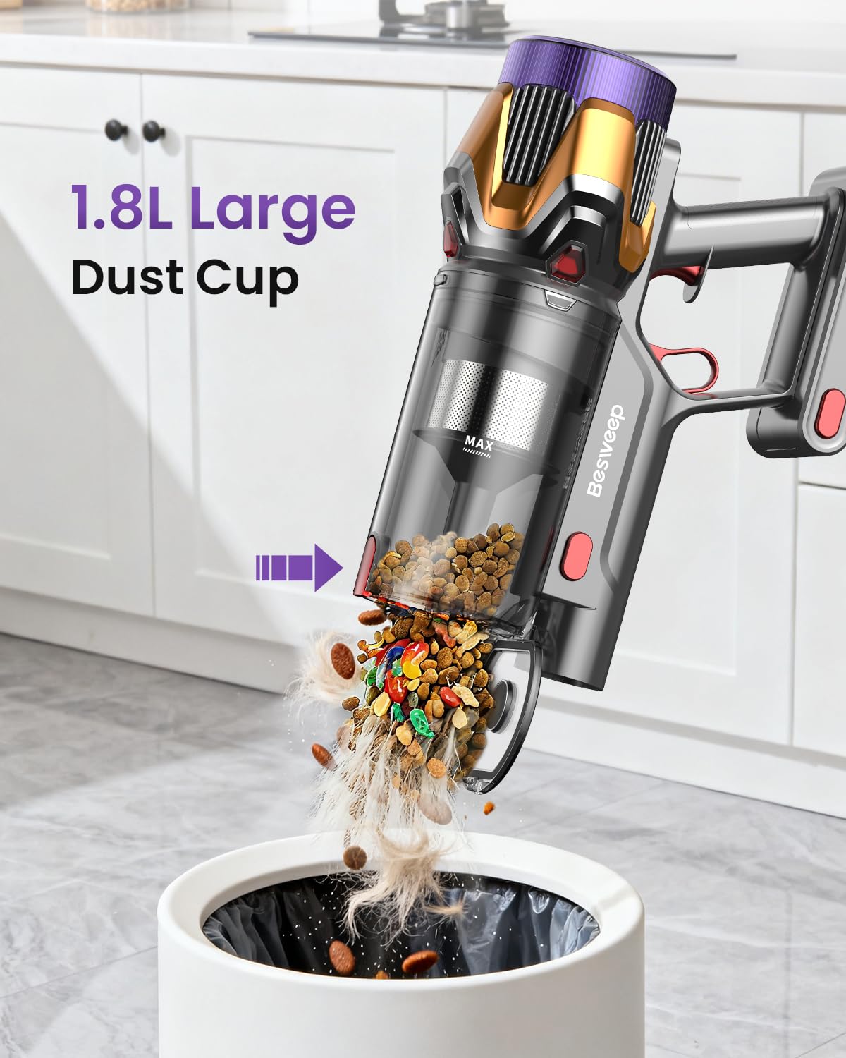 BESWEEP Cordless Vacuum Cleaner - 55Kpa, 70Min Battery Life
