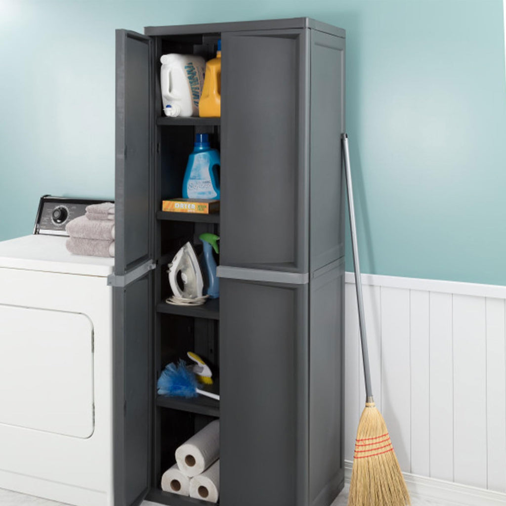 STERILITE 4 Shelf Plastic Storage Cabinet - Heavy Duty Organizer