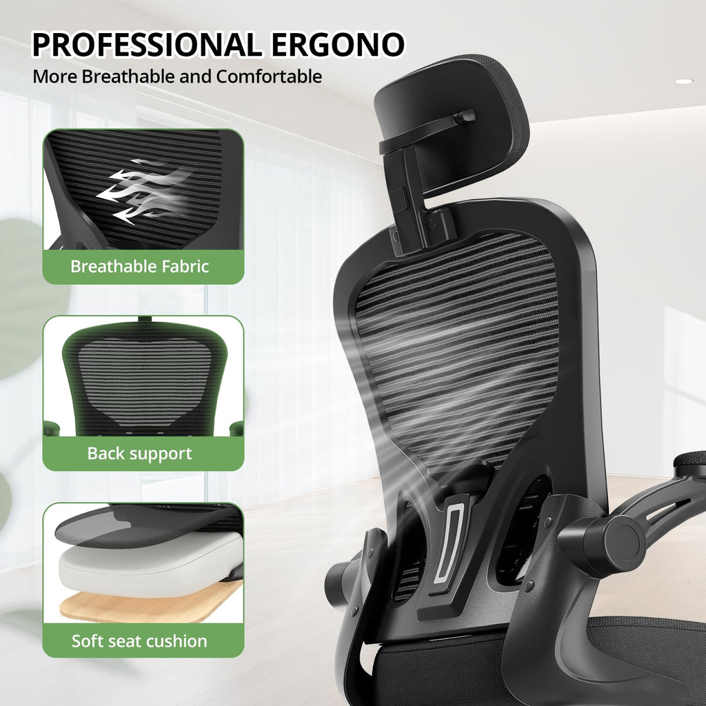 SYNORLA Ergonomic Desk Chair - 330LBS Capacity, High Back