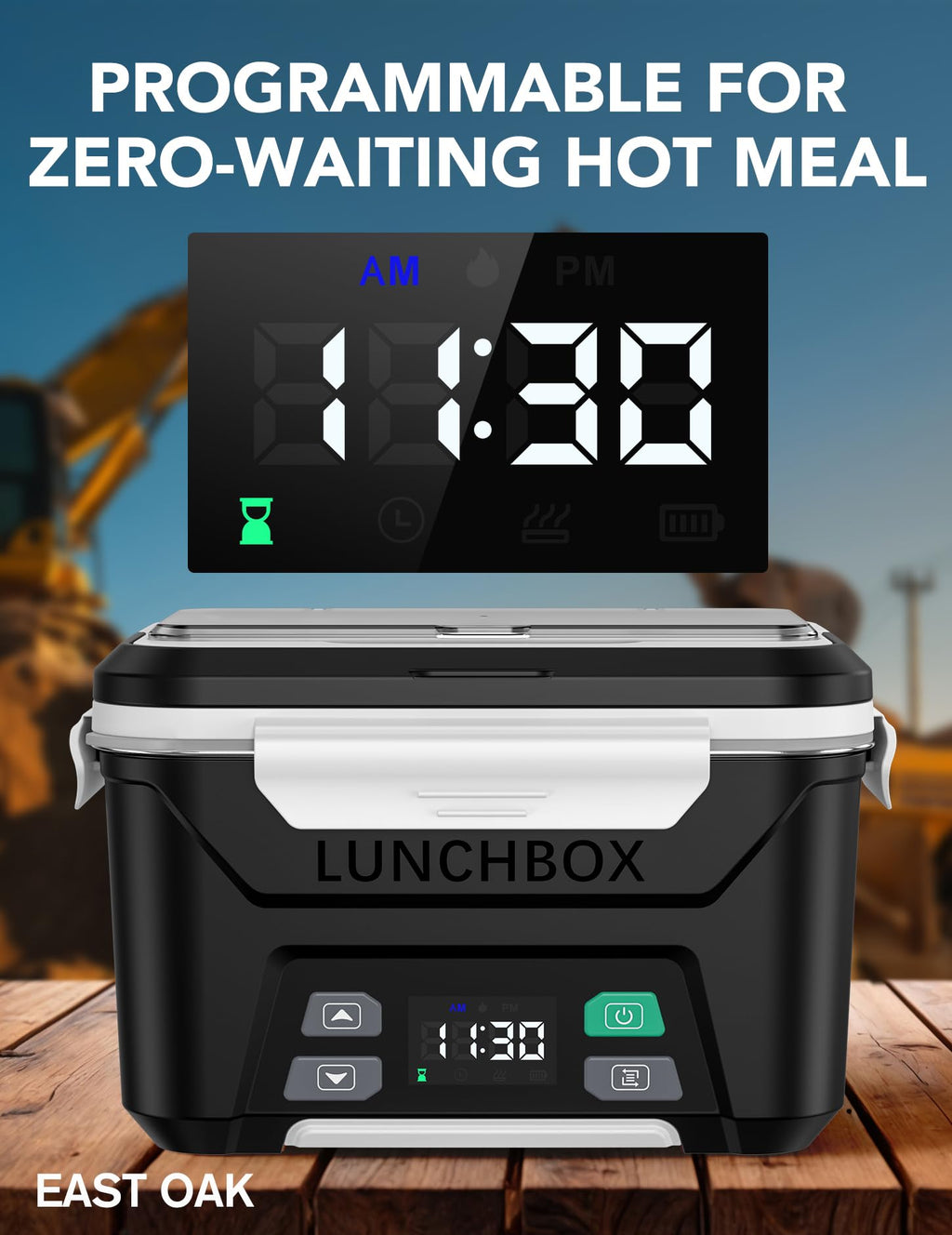 EAST OAK Cordless Electric Lunch Box - Heated Food Warmer