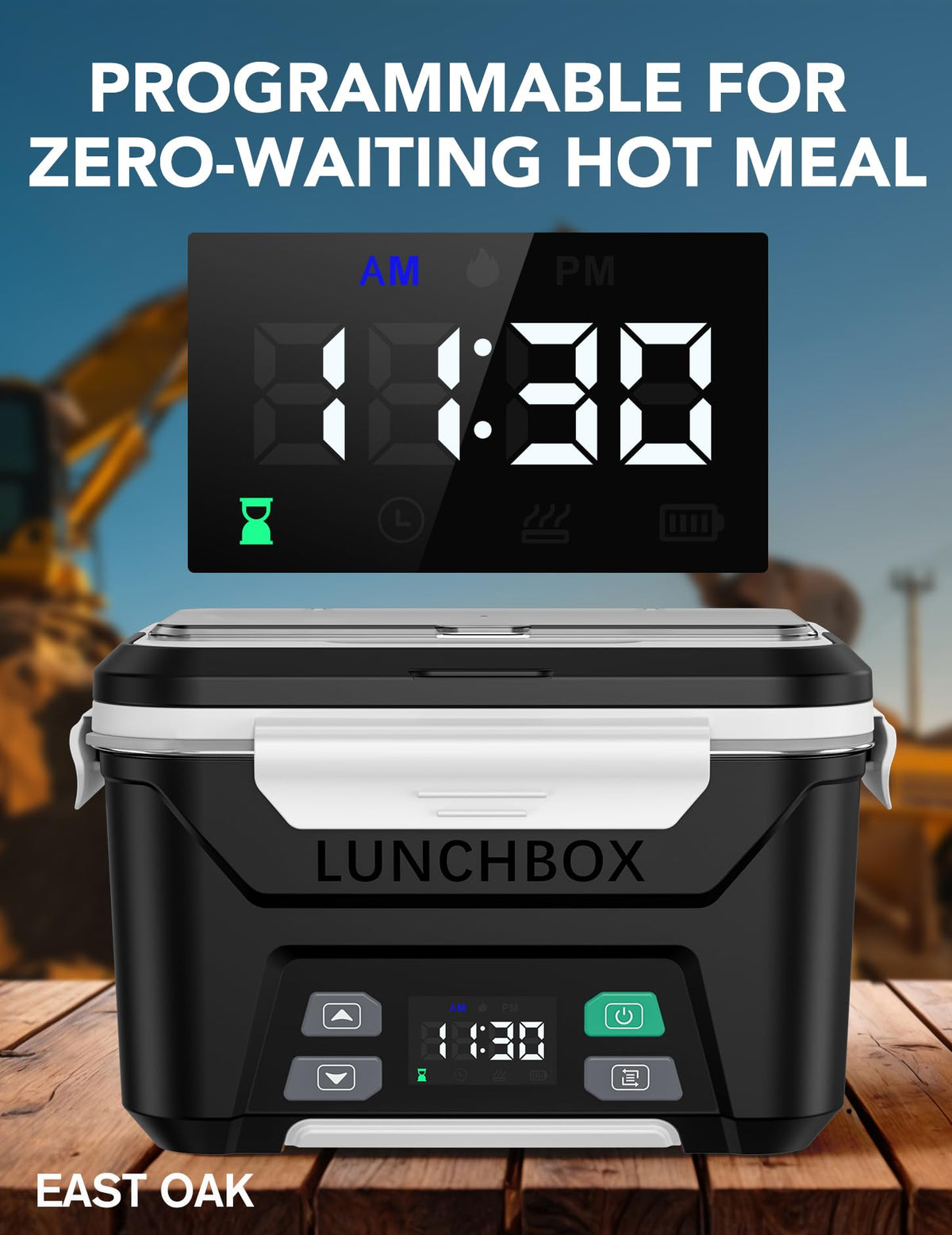 EAST OAK Cordless Electric Lunch Box - Heated Food Warmer