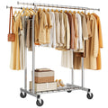 HYSEYY Heavy Duty Rolling Clothes Rack with Shelves 700LBS