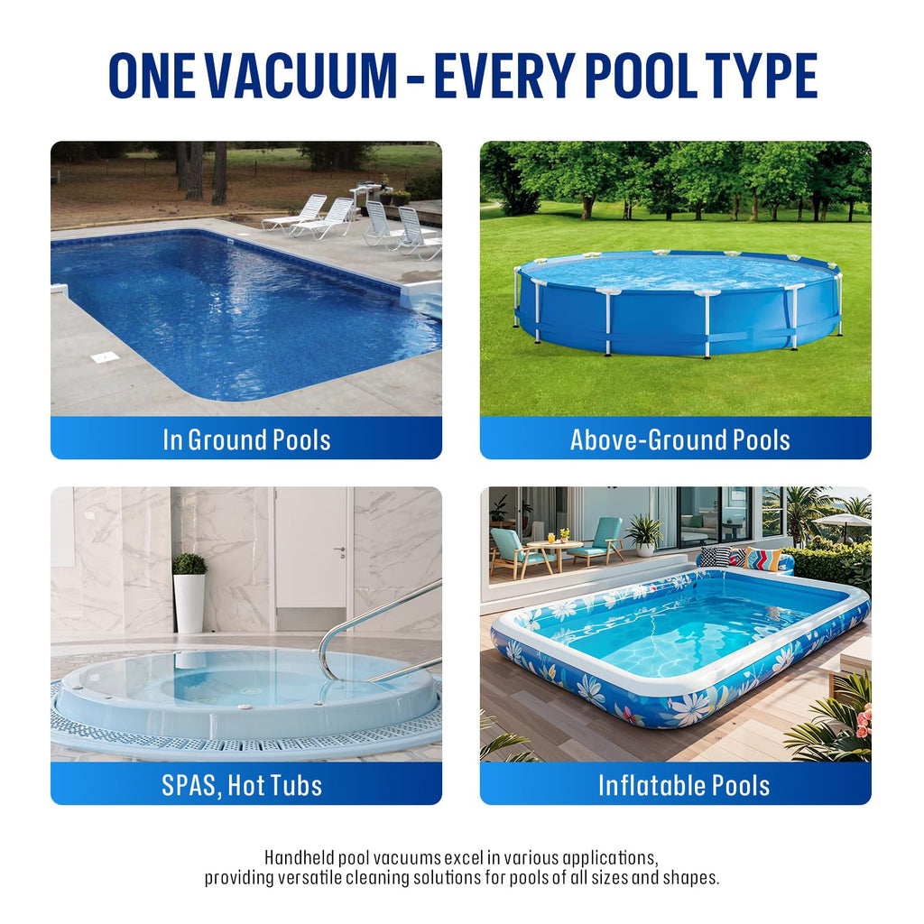 BIELMEIER Handheld Pool Vacuum with Telescopic Pole - 19 GPM