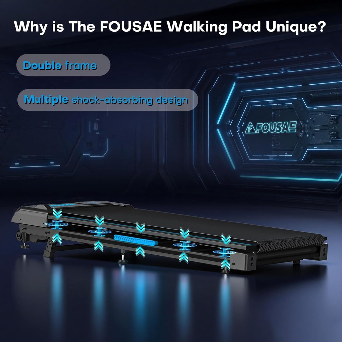 FOUSAE Walking Pad Treadmill for Home, 6.2MPH, 350LBS Capacity