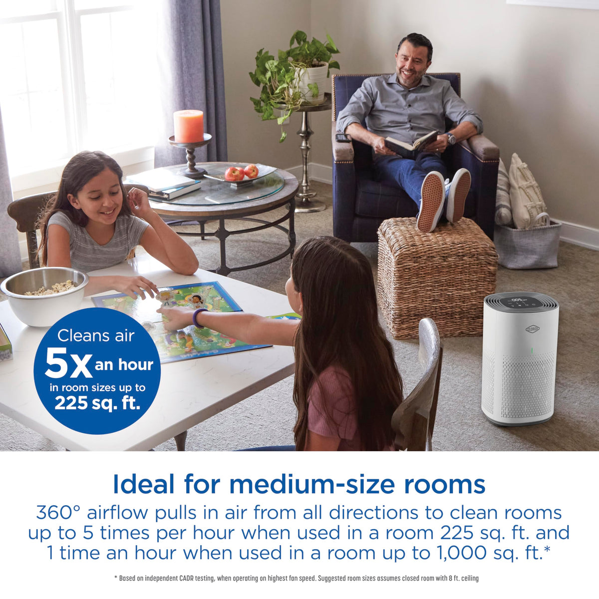 CLOROX HEPA Air Purifier for Home, True HEPA Filter, 1000 Sq Ft