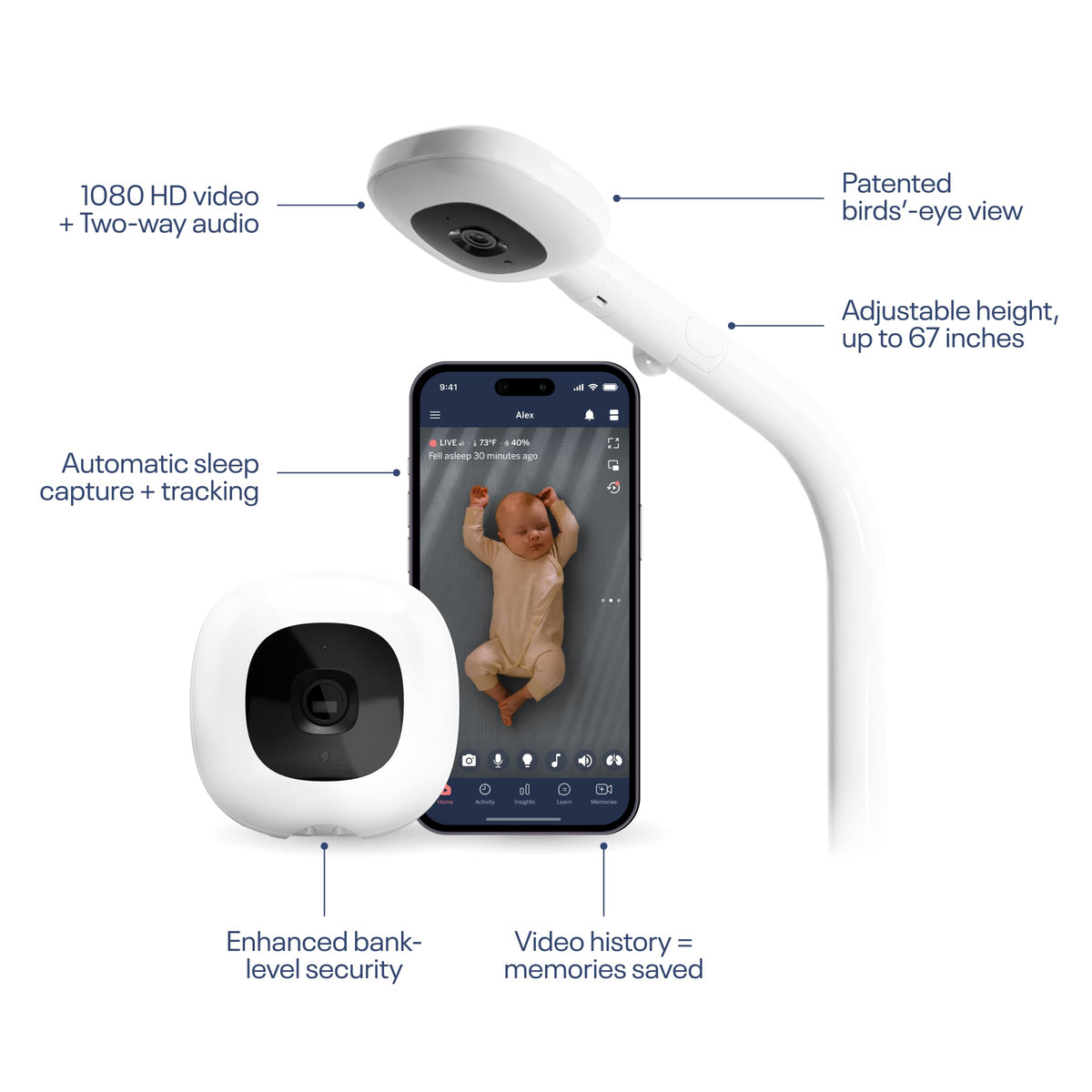 NANIT Pro Smart Baby Monitor - 1080p Wi-Fi Camera, 2-Way Audio