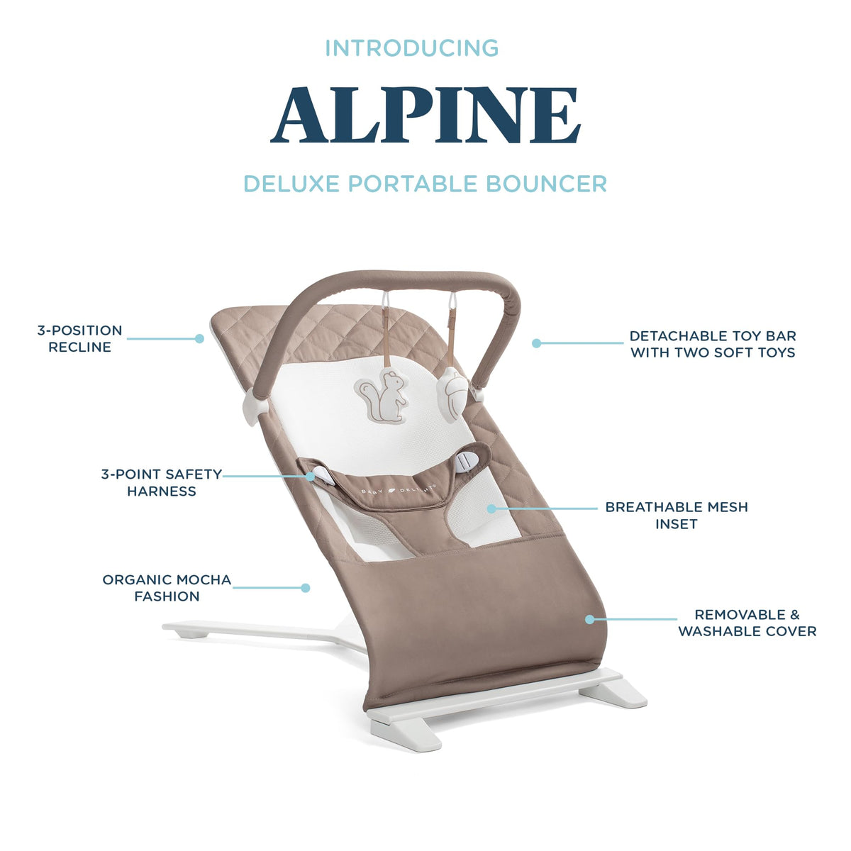 BABY DELIGHT Alpine Deluxe Baby Bouncer | 0-6 Months | Organic Cotton