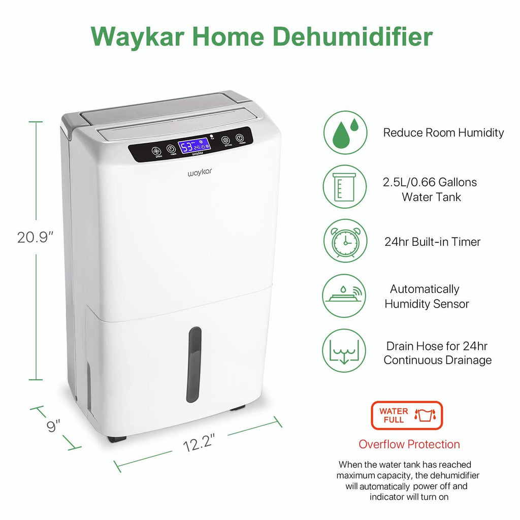 WAYKAR 34 Pints Energy Star Dehumidifier for 2,000 Sq. Ft.