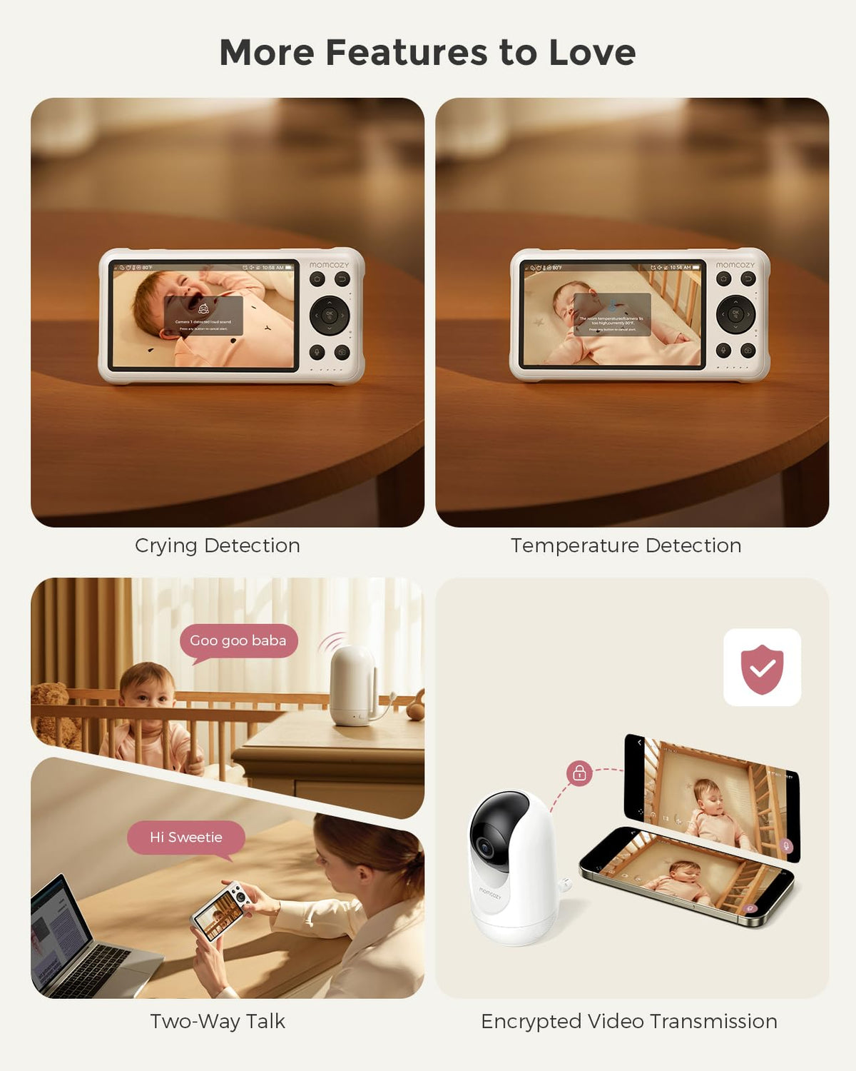 MOMCOZY Smart WiFi Baby Monitor with 1080P Camera & Audio