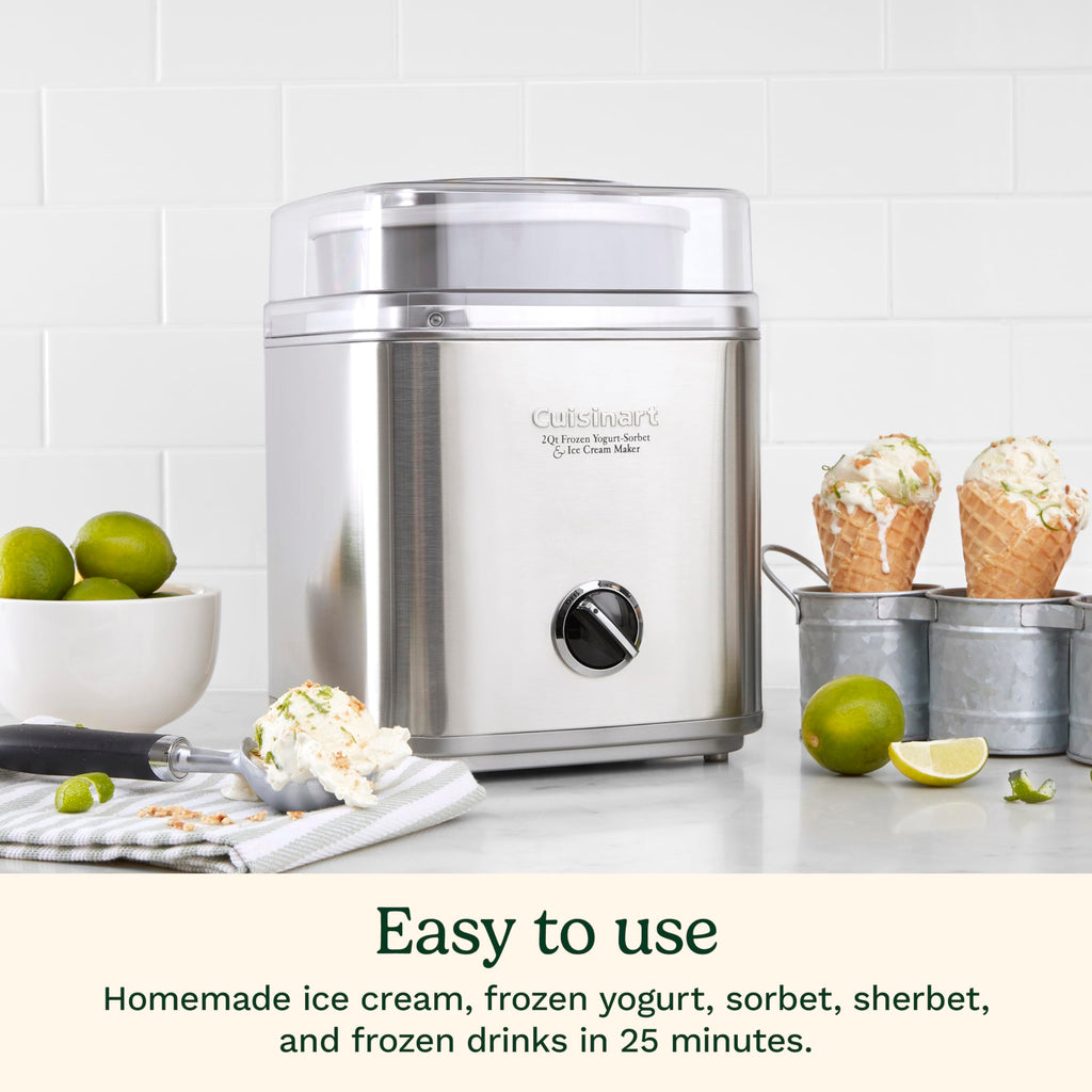 CUISINART Ice Cream Maker Machine - 2-Quart Frozen Dessert Maker