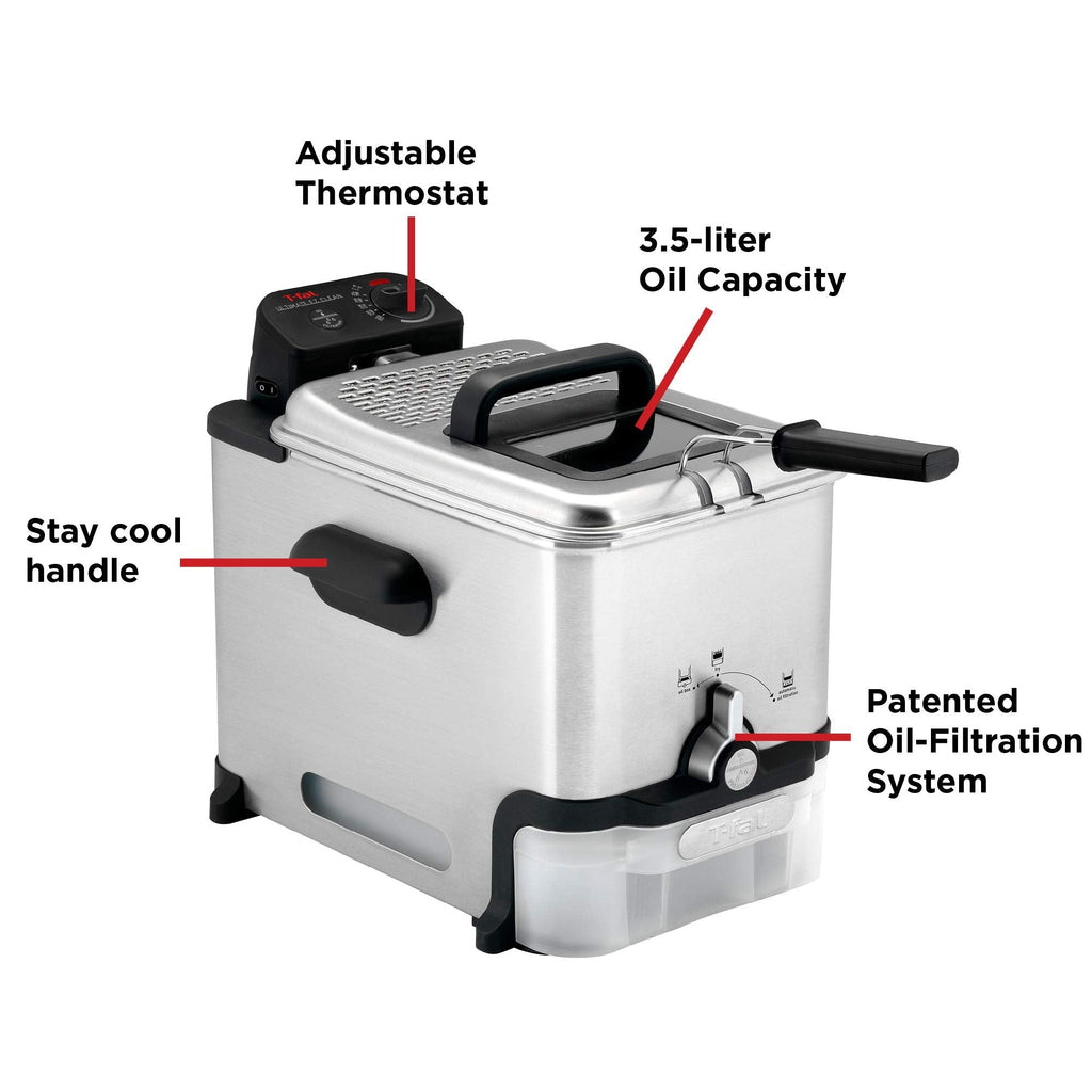 T-FAL 3.5L Stainless Steel Deep Fryer with Oil Filtration