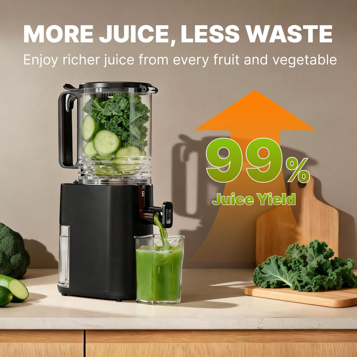 YOYDS Cold Press Juicer with 5.5" Wide Feed Chute