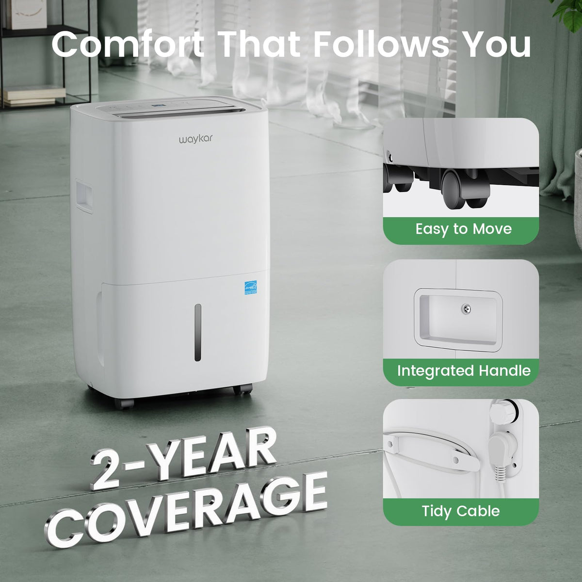 WAYKAR 80 Pints Energy Star Dehumidifier for Large Rooms