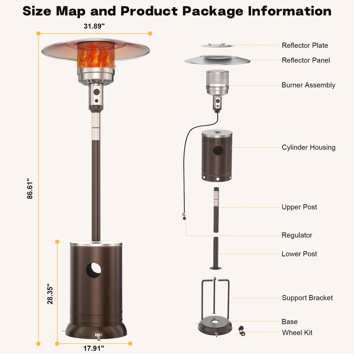 DIAMONDFORGE 50,000 BTU Propane Patio Heater - Outdoor Space Heater