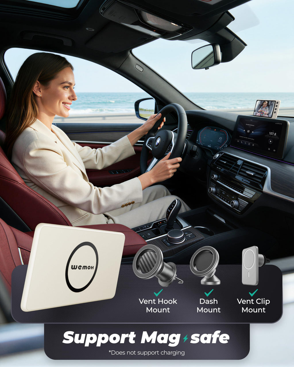 WEMOH Magnetic Double Car Camera With 5" 1080P Monitor