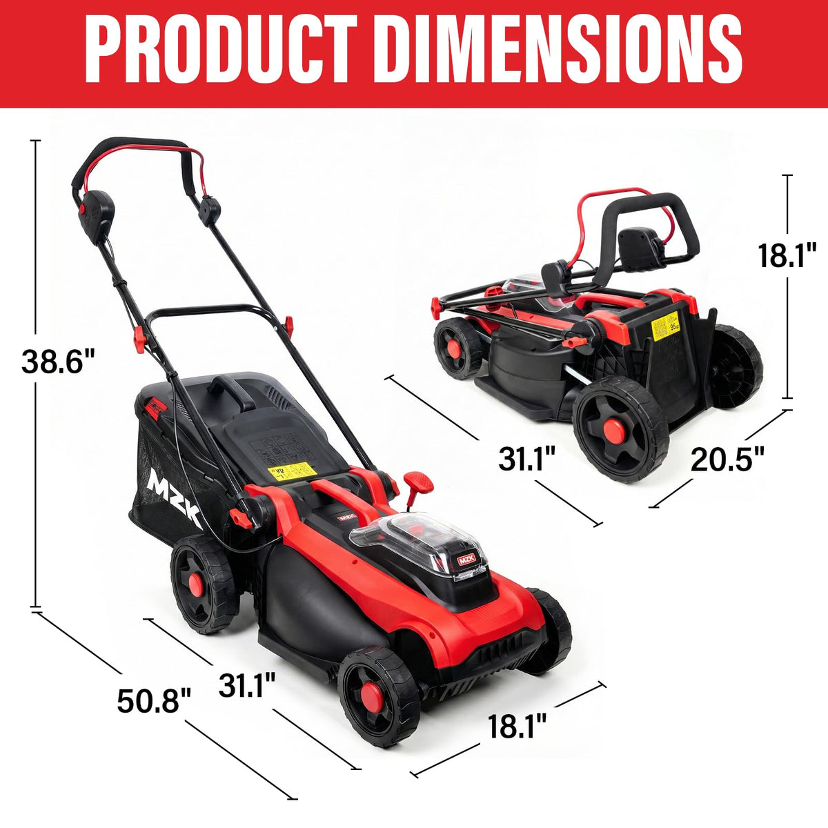 MZK 40V 16" Brushless Cordless Electric Lawn Mower