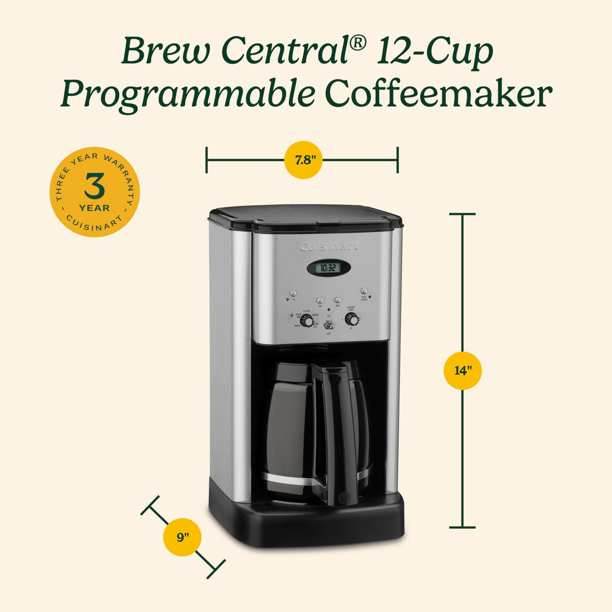 CUISINART DCC-1200P1 Brew Central 12-Cup Programmable Coffee Maker