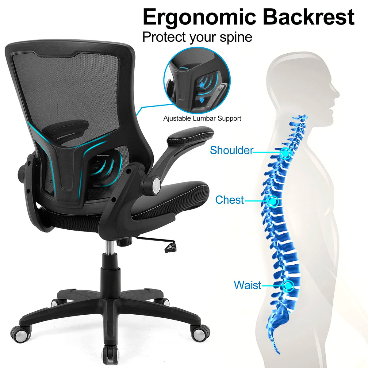 X XISHE Ergonomic Office Chair with Adjustable Lumbar Support