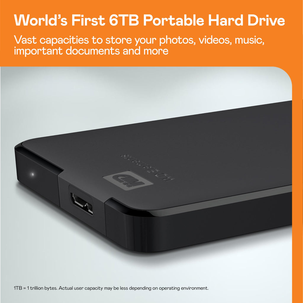 WD 6TB Elements Portable External Hard Drive - USB 3.0