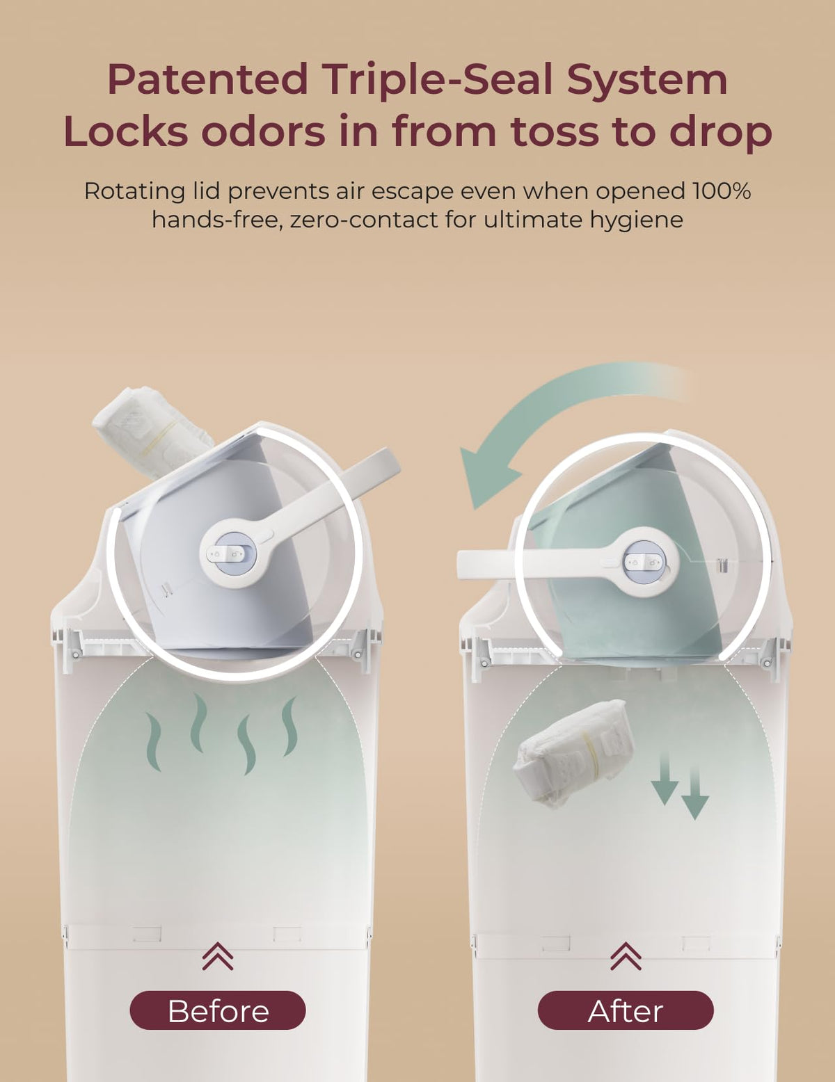 MOMCOZY Diaper Pail with Triple-Seal Odor Control & Large Capacity