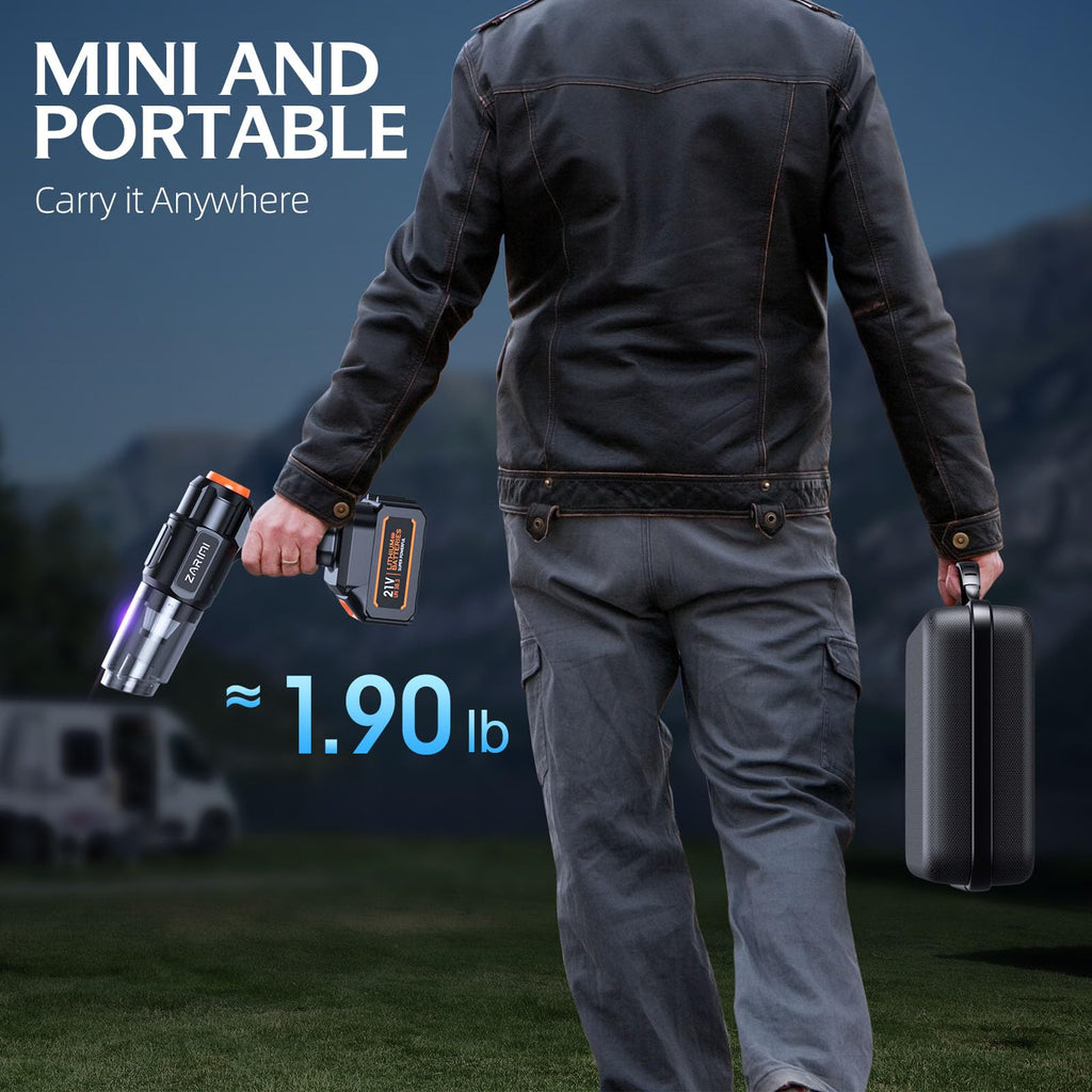 ZARIMI Portable Cordless Car Vacuum - 50000Pa High Power